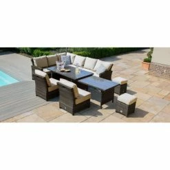 Maze Rattan Extending Kingston Corner Garden Dining Set in Brown