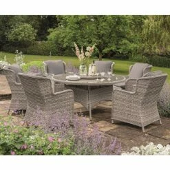 Norfolk Leisure Handpicked Rattan Wroxham 6 Seat Dining Set In Grey