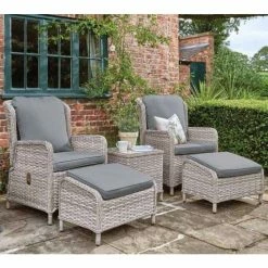 Norfolk Leisure Handpicked Rattan Wroxham 2 Seat Relax Set In Grey