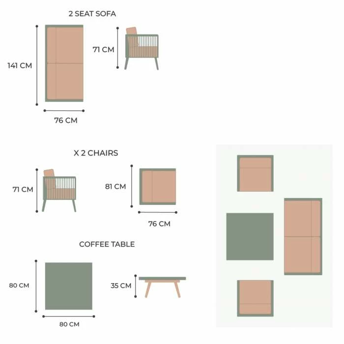 Lifestyle Rattan Rope Detail 4 Seater Garden Sofa Set with Coffee Table by Primrose Living 12 Lifestyle Rattan Rope Detail 4 Seater Garden Sofa Set with Coffee Table by Primrose Living - Image 10