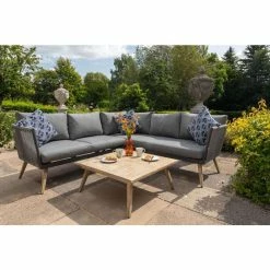 Lifestyle Rattan Rope Detail 5 Seater Garden Corner Sofa Set with Coffee Table by Primrose Living