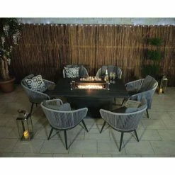 Lifestyle Rope 6 Seater Garden Fire Pit Table Dining Set by Primrose Living