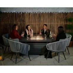 Lifestyle Rope 6 Seater Garden Fire Pit Table Dining Set by Primrose Living -Rattan Garden Furniture Shop FU101982 LifestyleFire ea4d