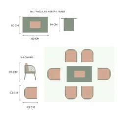Lifestyle Rope 6 Seater Garden Fire Pit Table Dining Set by Primrose Living -Rattan Garden Furniture Shop FU101982 V2 00e4