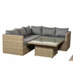 Wentworth 4 Piece Corner Rattan Lounging Set With Adjustable Table -Rattan Garden Furniture Shop FU102080 add image 5 256b