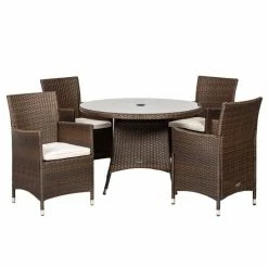 Cannes Mocha Brown 4 Seater Rattan Dining Set -Rattan Garden Furniture Shop FU102093 add image 4 1ef0