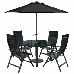 Sorrento 6 Piece Black Metal Recliner Set -Rattan Garden Furniture Shop FU102099 add image 2 dc5c