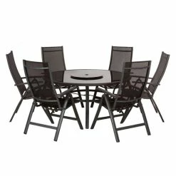 Sorrento 8 Piece Black Metal Deluxe Dining Set