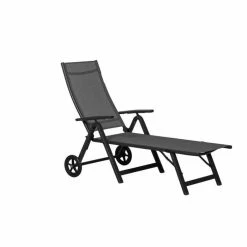 Sorrento Metal Wheeled Sun Lounger In Black -Rattan Garden Furniture Shop FU102103 add image 3 a2b7