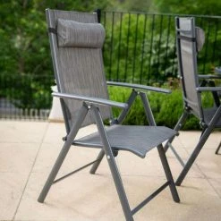 Kennet Reclining 6 Seater Polytex Dining Set In Grey By Hectare® -Rattan Garden Furniture Shop FU102197 add image 2 dad5