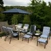 Hadleigh Reclining 6 Seater Garden Dining And Leisure Furniture Set In Blue By Hectare® -Rattan Garden Furniture Shop FU102204 main image 4950