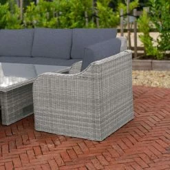 'Peony' Luxury Rattan 8 Seater Garden Sofa Set with Rectangular Rising Table and Parasol in Pebble by Primrose Living -Rattan Garden Furniture Shop FU102232 PRI1296 Primrose Furniture Un Cropped 54 FU102232copy d8d9