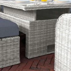 'Peony' Luxury Rattan 8 Seater Garden Sofa Set with Rectangular Rising Table and Parasol in Pebble by Primrose Living -Rattan Garden Furniture Shop FU102232 PRI1296 Primrose Furniture Un Cropped 83 FU102232copy 6131