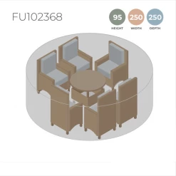 Medium Black Round Dining Set Cover - 250 x 95cm -Rattan Garden Furniture Shop FU102368 main image coverdimensions mashed f01b