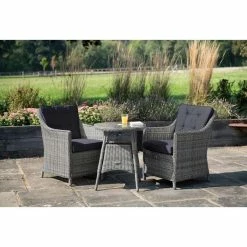 Luxury Rattan Bistro Set in Pebble by Primrose Living 11 Luxury Rattan Bistro Set in Pebble by Primrose Living -Rattan Garden Furniture Shop FU102382 Light Grey 3 0af7