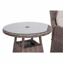 Luxury Rattan Recliner Bistro Set by Primrose Living -Rattan Garden Furniture Shop FU102383 Natural TableClose 1b56