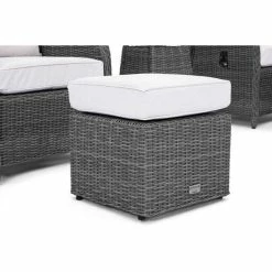 Luxury Rattan Recliner Bistro Set in Stone by Primrose Living -Rattan Garden Furniture Shop FU102384 Dark Grey 2 Footstool 085d