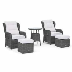Luxury Rattan Recliner Bistro Set in Stone by Primrose Living