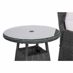 Luxury Rattan Recliner Bistro Set in Stone by Primrose Living -Rattan Garden Furniture Shop FU102384 Dark Grey 7 TableClose ec95