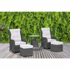 Luxury Rattan Recliner Bistro Set in Stone by Primrose Living -Rattan Garden Furniture Shop FU102384 Main 3b18