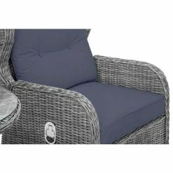 Luxury Rattan Recliner Bistro Set in Pebble by Primrose Living -Rattan Garden Furniture Shop FU102385 Light Grey 1 ChairCloseandLever f83b