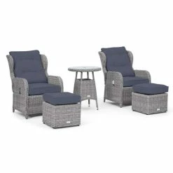 Luxury Rattan Recliner Bistro Set in Pebble by Primrose Living
