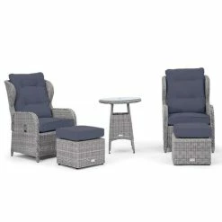Luxury Rattan Recliner Bistro Set in Pebble by Primrose Living -Rattan Garden Furniture Shop FU102385 Light Grey 7 FullSet2 454d