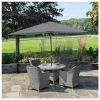 Luxury Rattan 4 Seater Circular Garden Dining Set in Pebble by Primrose Living -Rattan Garden Furniture Shop FU102386 Light Grey FullSet 073e
