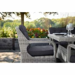 Luxury Rattan 6 Seater Circular Garden Dining Set in Pebble by Primrose Living -Rattan Garden Furniture Shop FU102388 Light Grey Armchair 8ba0