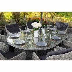 Luxury Rattan 8 Seater Oval Garden Dining Set in Pebble by Primrose Living -Rattan Garden Furniture Shop FU102392 Light Grey 3 9e72