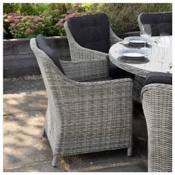 Luxury Rattan 8 Seater Oval Garden Dining Set in Pebble by Primrose Living -Rattan Garden Furniture Shop FU102392 Light Grey ChairSide a258