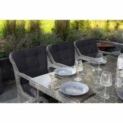 Luxury Rattan 8 Seater Rectangular Garden Dining Set in Pebble by Primrose Living -Rattan Garden Furniture Shop FU102393 Light Grey ChairThree 1fd2