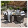 Luxury Rattan 6 Seater Oval Fire Pit Table Garden Dining Set in Stone by Primrose Living -Rattan Garden Furniture Shop FU102395 Main e9d8
