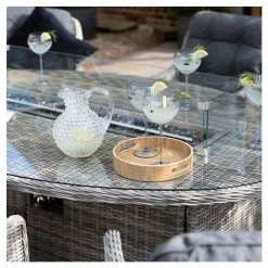 Luxury Rattan 6 Seater Oval Fire Pit Garden Dining Set in Pebble by Primrose Living -Rattan Garden Furniture Shop FU102396 1 e80b