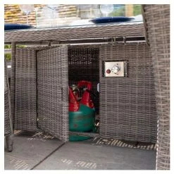 Luxury Rattan 8 Seater Rectangular Fire Pit Table Garden Dining set in Stone by Primrose Living -Rattan Garden Furniture Shop FU102398 5 6cbe