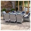 Luxury Rattan 8 Seater Rectangular Fire Pit Garden Dining Set in Pebble by Primrose Living -Rattan Garden Furniture Shop FU102399 Main 2ccc