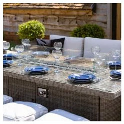 'Peony' Luxury Rattan 8 Seater Garden Sofa Set with Rectangular Fire Pit Table and Stools in Stone by Primrose Living -Rattan Garden Furniture Shop FU102401 8 ab2c