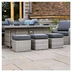 'Peony' Luxury Rattan 8 Seater Garden Sofa Set with Rectangular Fire Pit Table and Stools in Pebble by Primrose Living -Rattan Garden Furniture Shop FU102402 8 6072