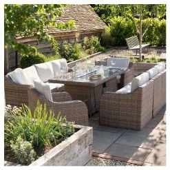 'Peony' Luxury Rattan 8 Seater Garden Sofa Set with Rectangular Fire Pit Table by Primrose Living -Rattan Garden Furniture Shop FU102403 2 bf9d