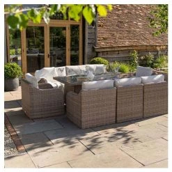 'Peony' Luxury Rattan 8 Seater Garden Sofa Set with Rectangular Fire Pit Table by Primrose Living -Rattan Garden Furniture Shop FU102403 5 7523