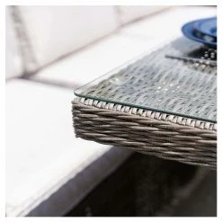 'Peony' Luxury Rattan 8 Seater Garden Sofa Set with Rectangular Fire Pit Table in Stone by Primrose Living -Rattan Garden Furniture Shop FU102404 8 74e2