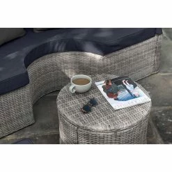 'Peony' Luxury Rattan Modular Daybed Sofa Set with Retractable Canopy in Pebble by Primrose Living -Rattan Garden Furniture Shop FU102406 Light Grey 4 87f0