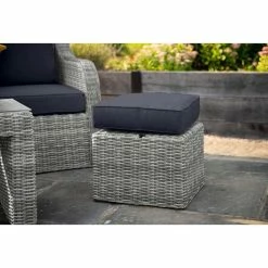'Peony' Luxury Rattan 5 Seater Garden Sofa Set with Coffee Table and Footstools in Pebble by Primrose Living 15 'Peony' Luxury Rattan 5 Seater Garden Sofa Set with Coffee Table and Footstools in Pebble by Primrose Living -Rattan Garden Furniture Shop FU102407 Light Grey Footstool 0db8