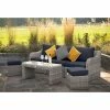 'Peony' Luxury Rattan 5 Seater Garden Sofa Set with Coffee Table and Footstools in Pebble by Primrose Living -Rattan Garden Furniture Shop FU102407 Light Grey FullSet 1026