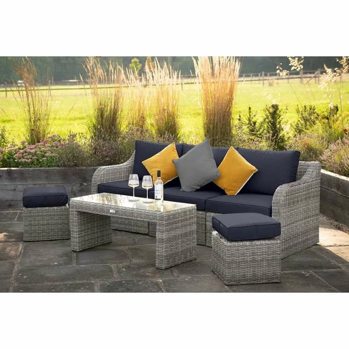 'Peony' Luxury Rattan 5 Seater Garden Sofa Set with Coffee Table and Footstools in Pebble by Primrose Living 3 'Peony' Luxury Rattan 5 Seater Garden Sofa Set with Coffee Table and Footstools in Pebble by Primrose Living