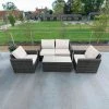 'Iris' Luxury Rattan 4 Seater Garden Sofa Set with Coffee Table in Stone by Primrose Living -Rattan Garden Furniture Shop FU102412 fullset db66