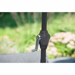 'Peony' Luxury Rattan 6 Seater Garden Sofa Set with Square Rising Table and Parasol in Pebble by Primrose Living -Rattan Garden Furniture Shop FU102416 Light Grey Crank d6ff