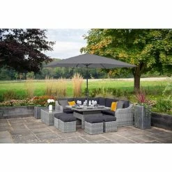 'Peony' Luxury Rattan 9 Seater Garden Sofa Set with Square Rising Table and Footstools in Pebble by Primrose Living -Rattan Garden Furniture Shop FU102426 Light Grey 8 786b