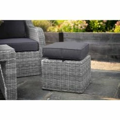 'Peony' Luxury Rattan 9 Seater Garden Sofa Set with Square Rising Table and Footstools in Pebble by Primrose Living -Rattan Garden Furniture Shop FU102426 Light Grey Footstool fce7