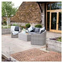 'Peony' Luxury Rattan 5 Seater Garden Sofa Set with Coffee Table in Pebble by Primrose Living -Rattan Garden Furniture Shop FU102436 2 41ee